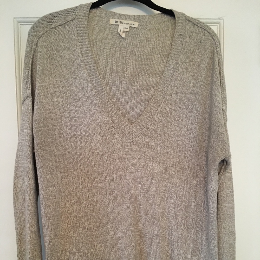Beige BCBG V-Neck Sweater